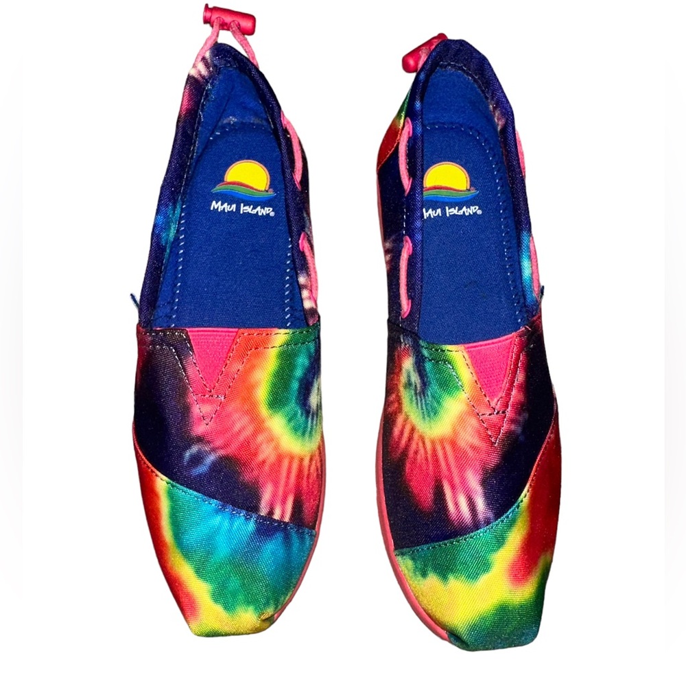 Maui island girls tie dye rainbow slip on shoes 3